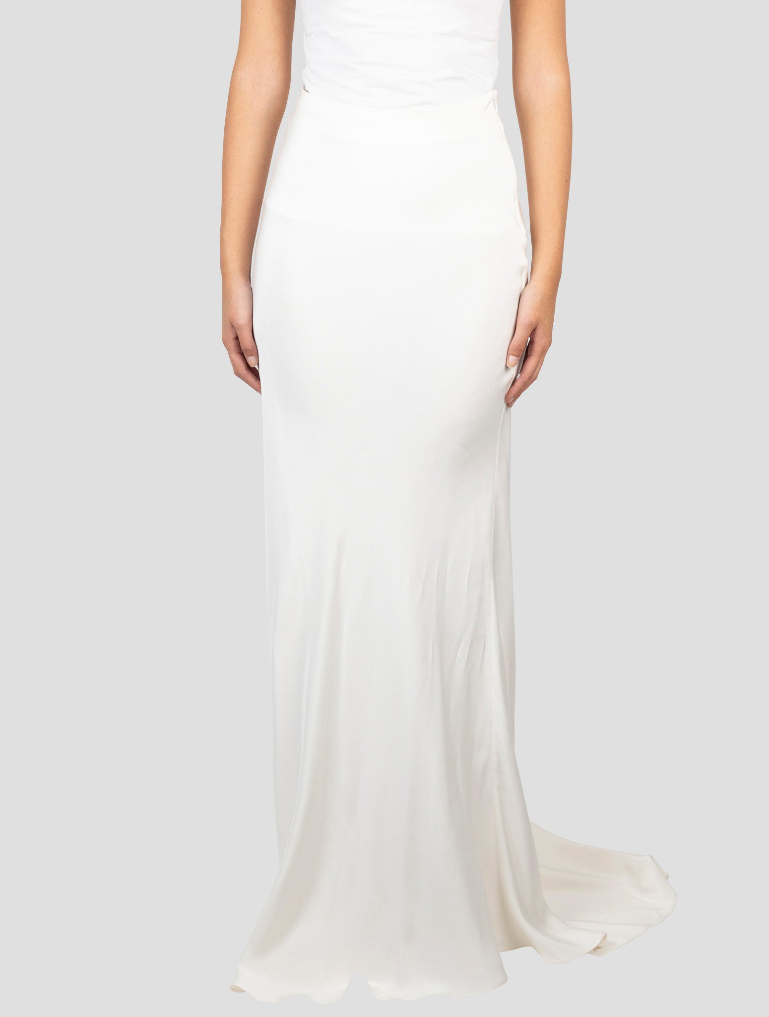 Kiton White Silk Skirt