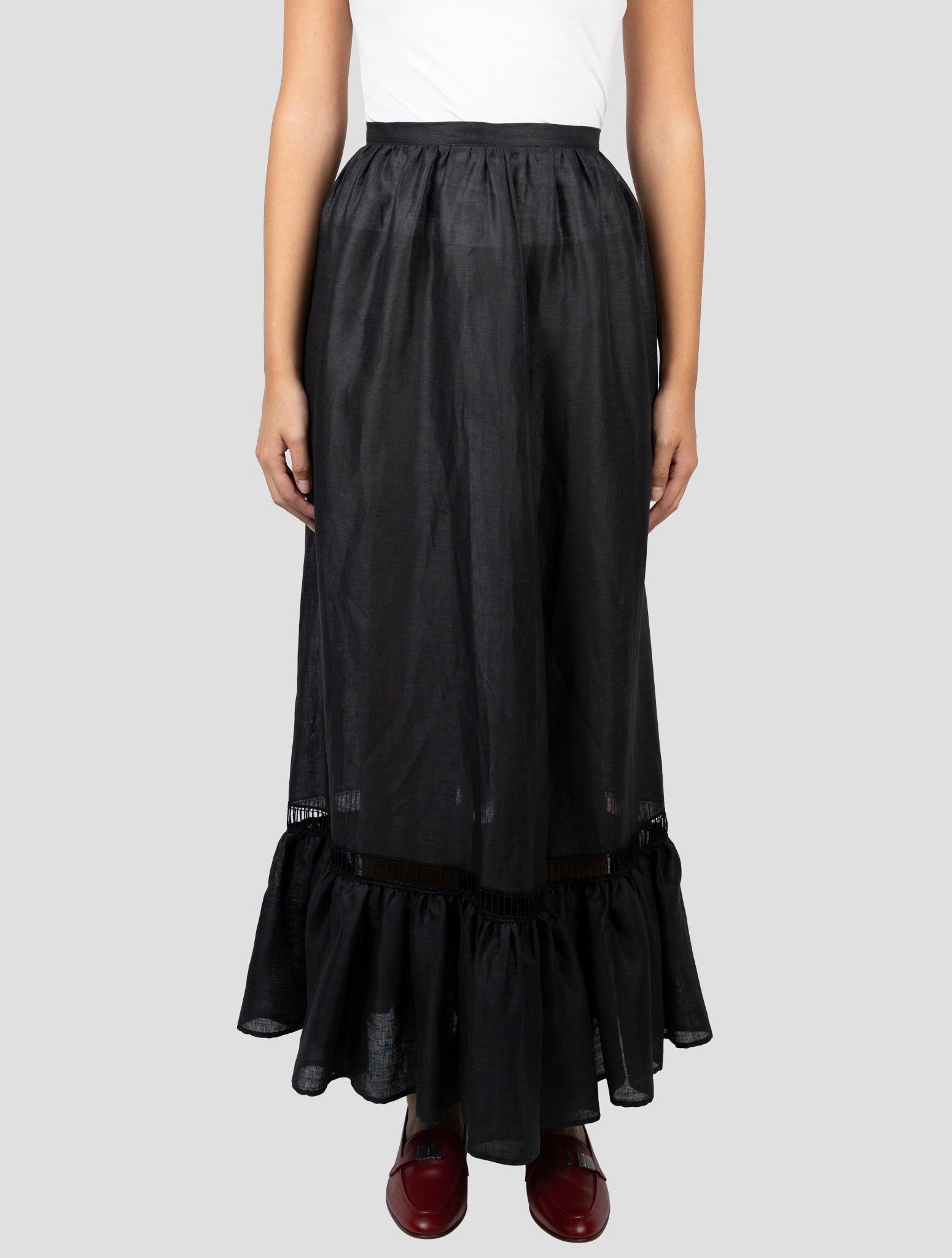 Kiton Black Linen Skirt