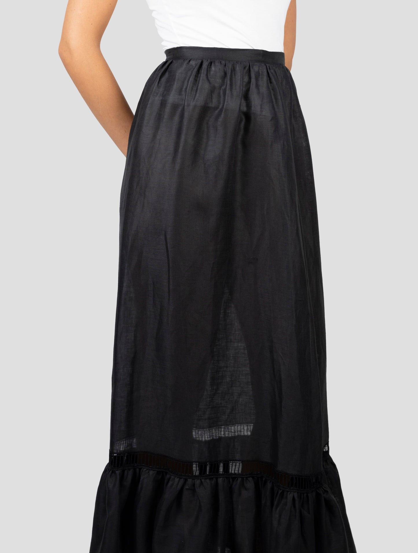 Kiton Black Linen Skirt