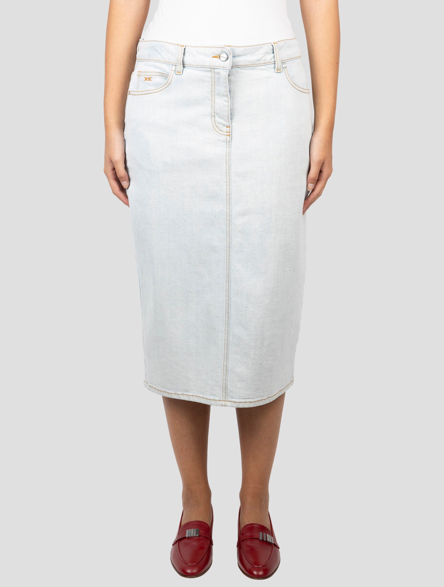 Kiton Light Blue Cotton Ea Skirt