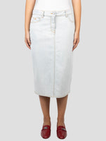 Kiton Light Blue Cotton Ea Skirt