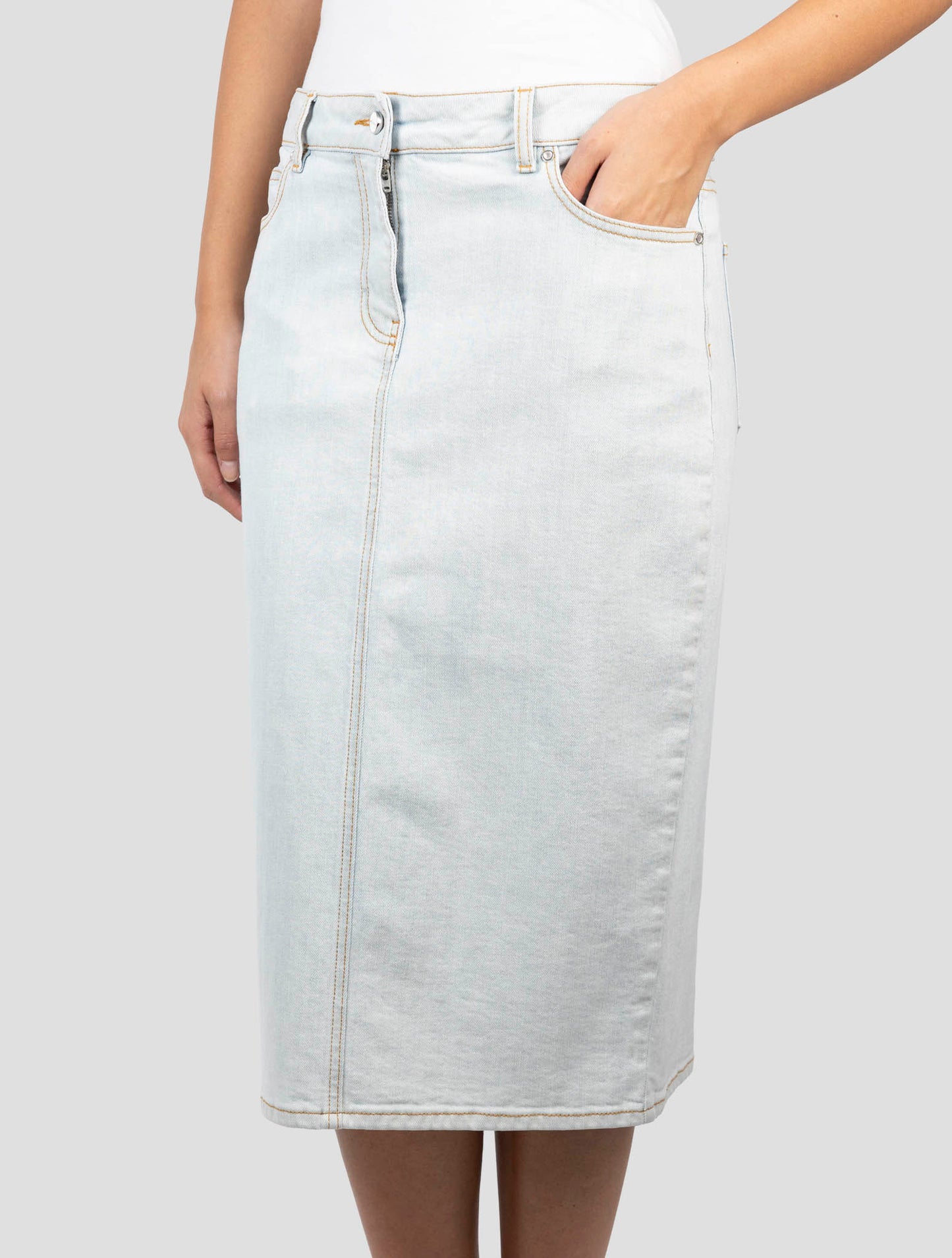 Kiton Light Blue Cotton Ea Skirt