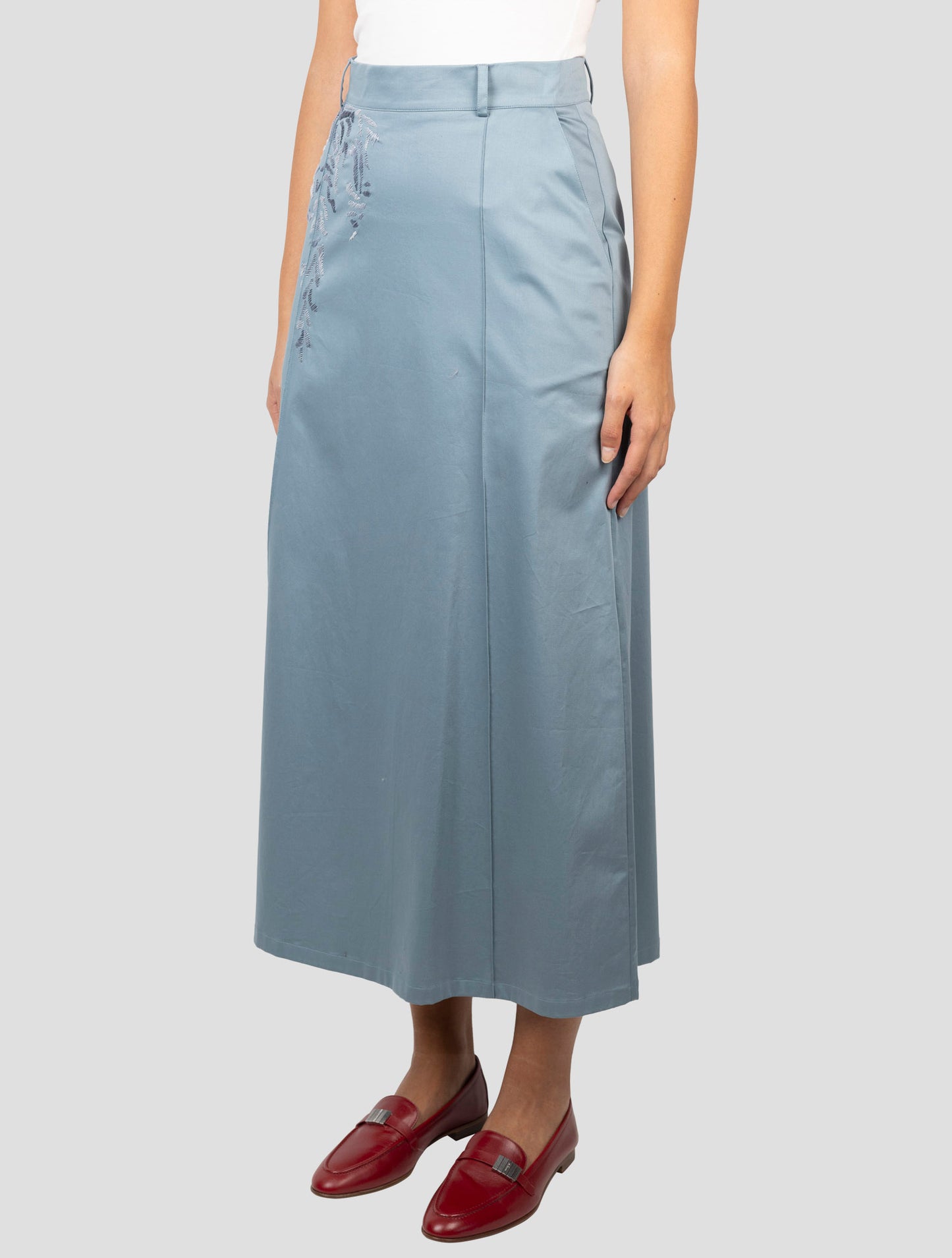 Kiton Light Blue Cotton Ea Skirt