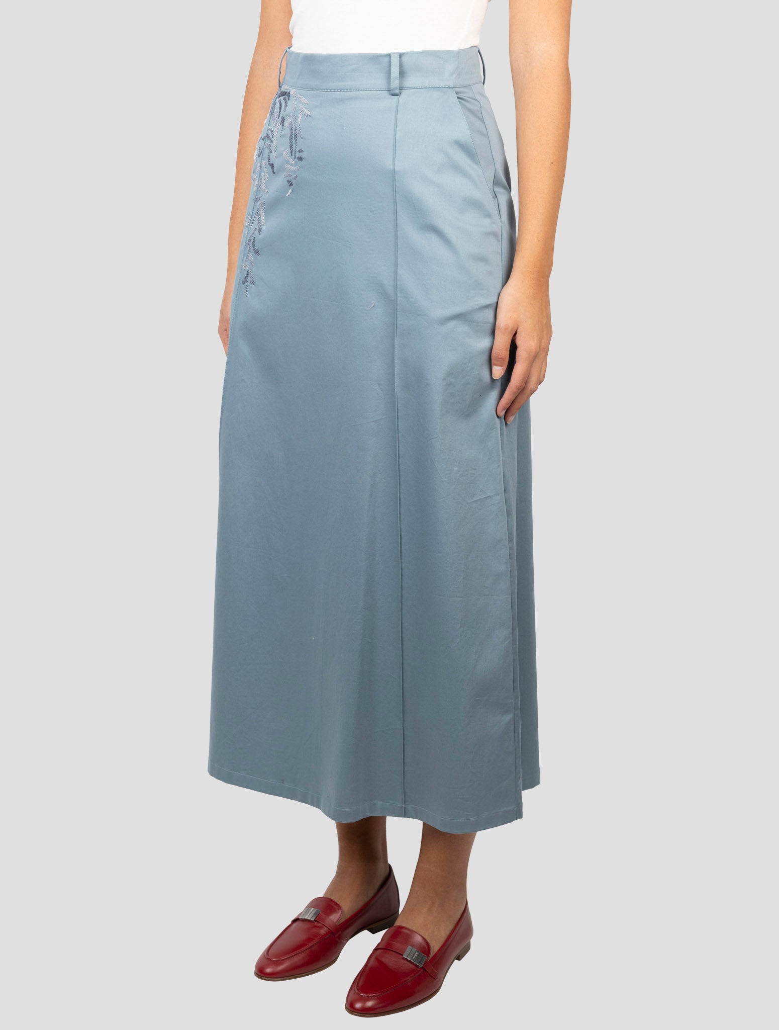 Kiton Light Blue Cotton Ea Skirt