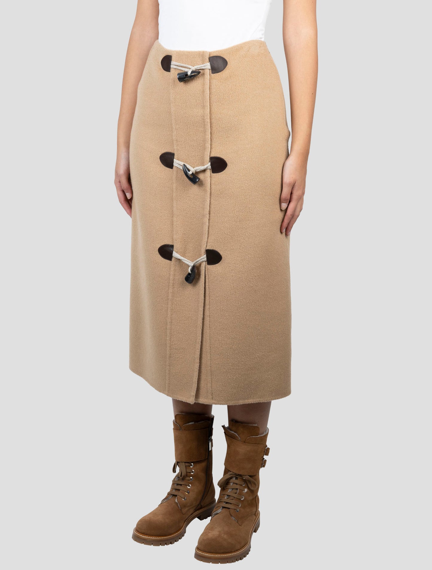 Kiton Brown Camel Wool Skirt
