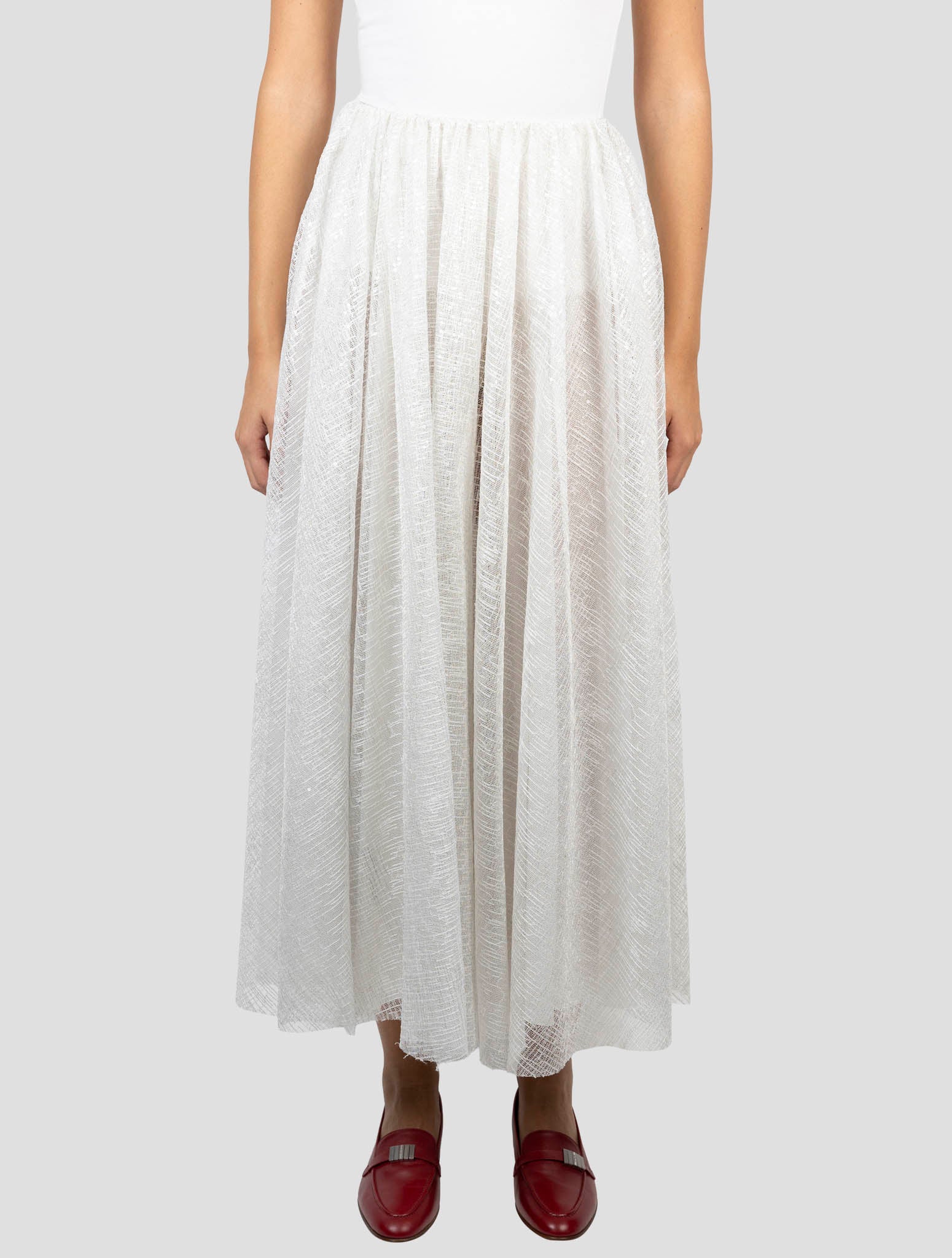 Kiton White Pl Skirt