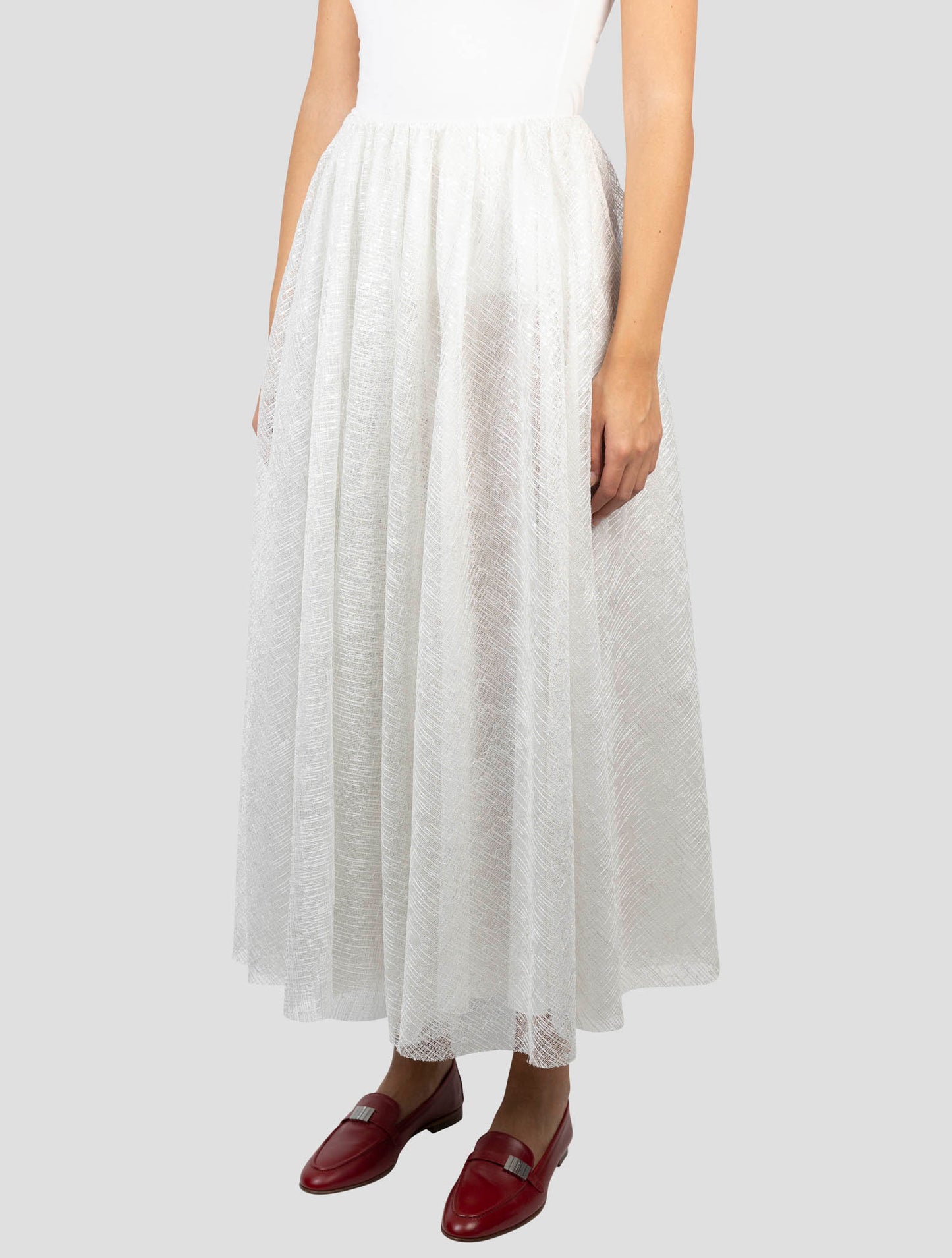 Kiton White Pl Skirt