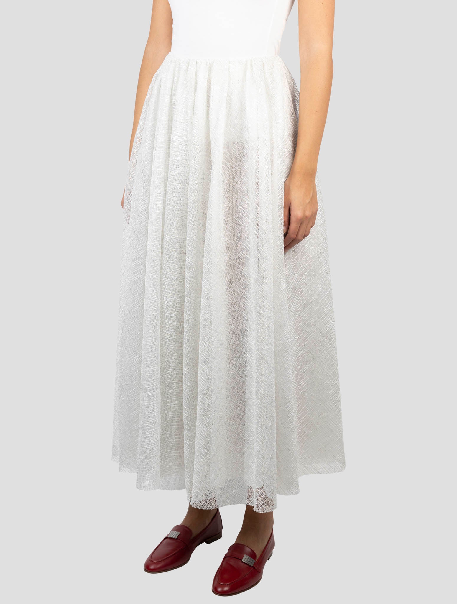 Kiton White Pl Skirt