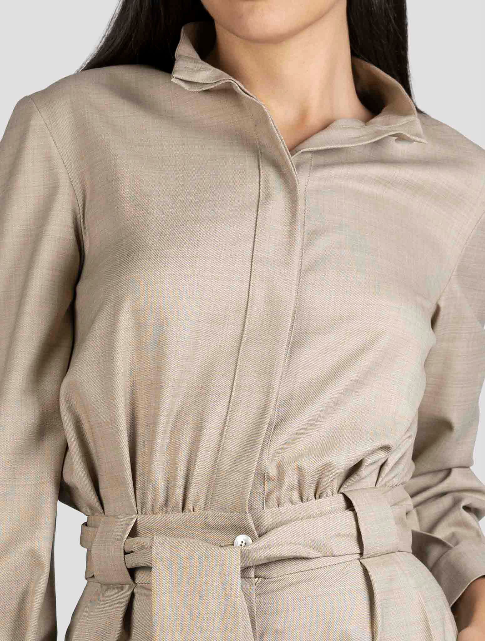 Kiton Brown Virgin Wool Ea Dress