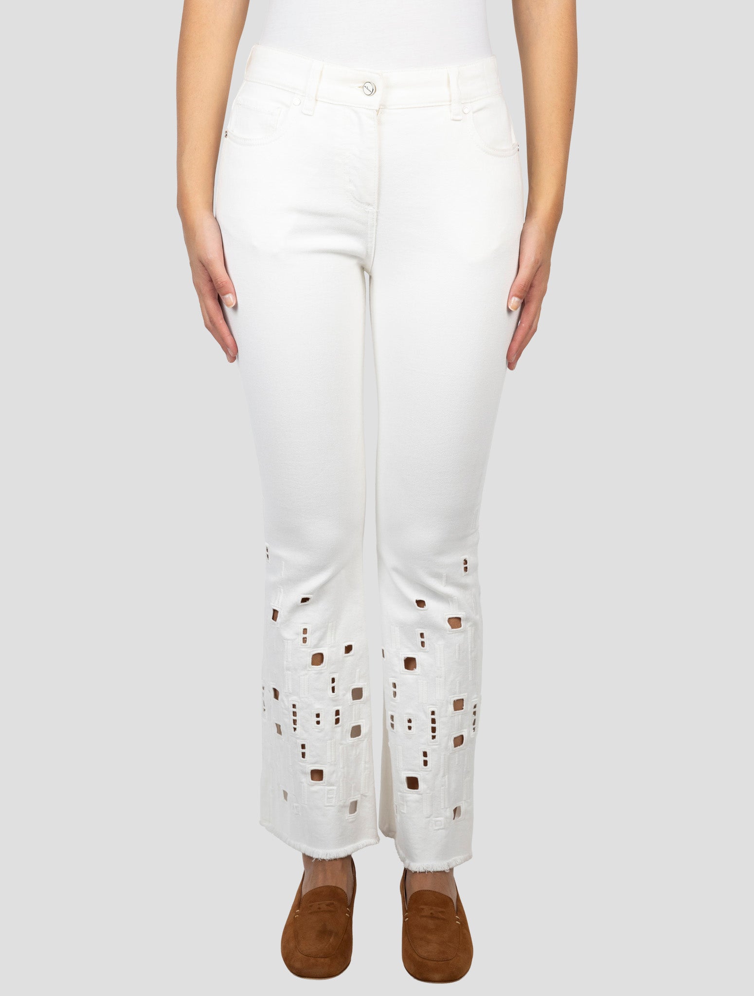 Kiton White Cotton Ea Jeans