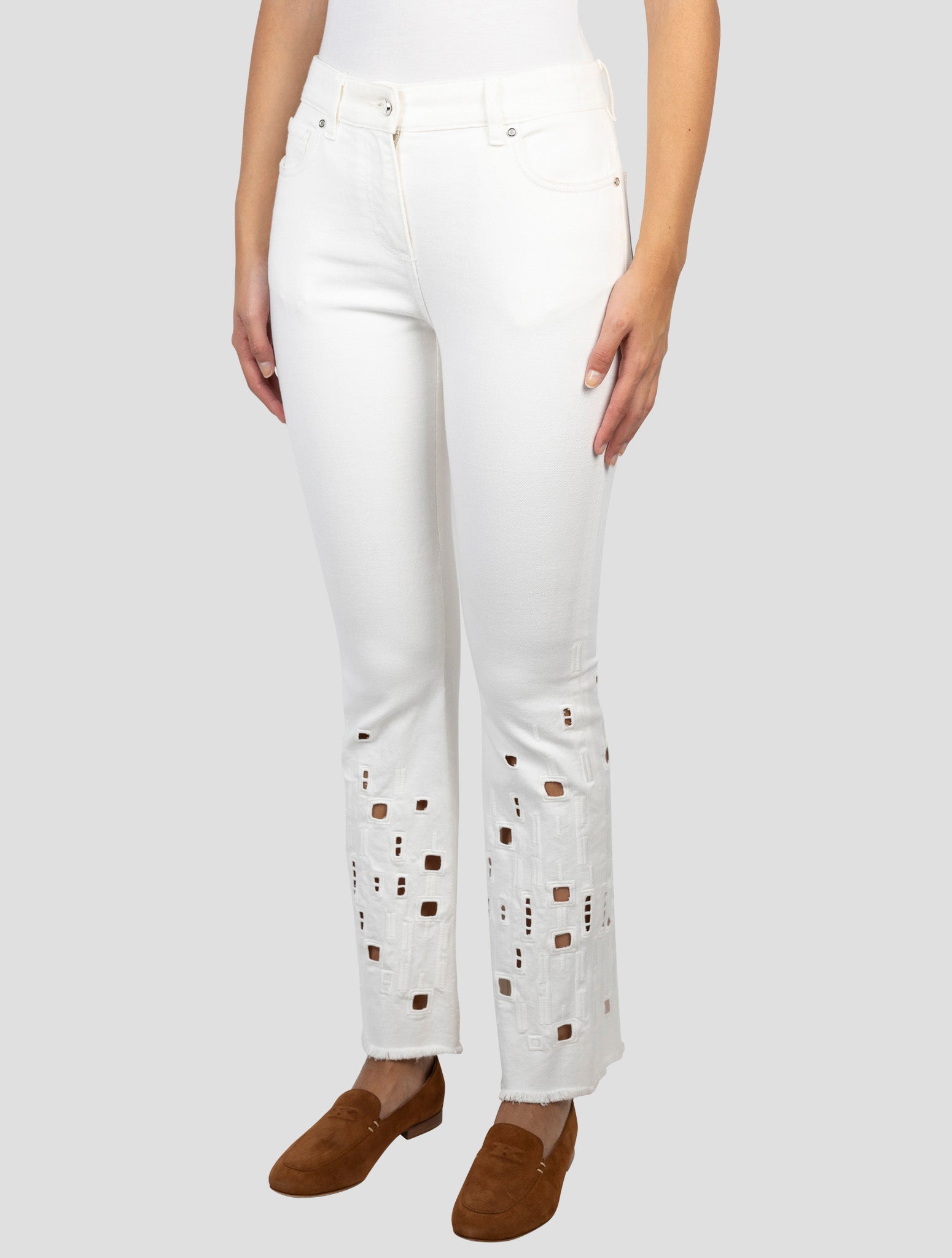 Kiton White Cotton Ea Jeans