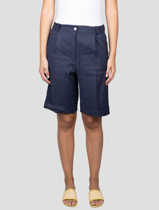 Kiton Blue Linen Viscose Ea Short Pants