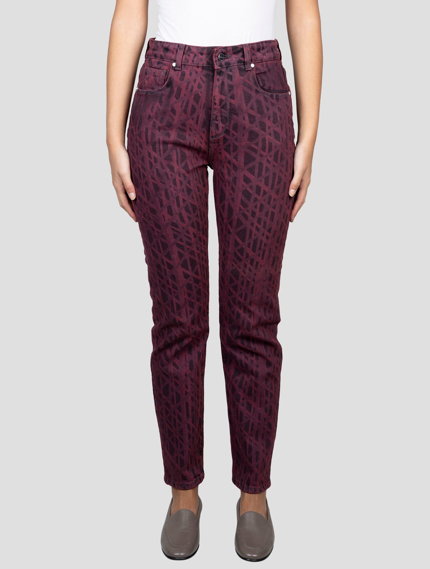 Kiton Burgundy Cotton Ea Jeans