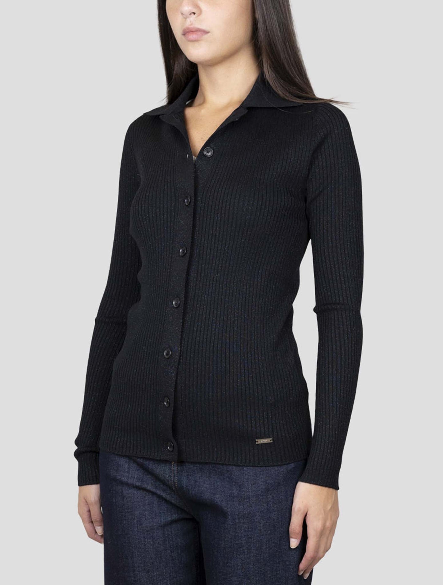 Kiton Black Wool Viscose Pl Shirt