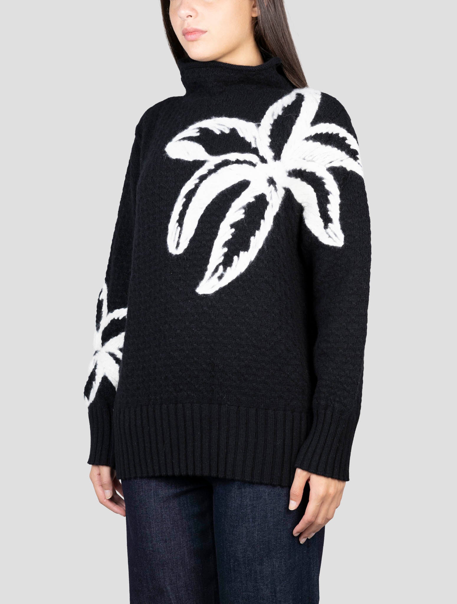 Kiton Blue White Cashmere Sweater Turtleneck