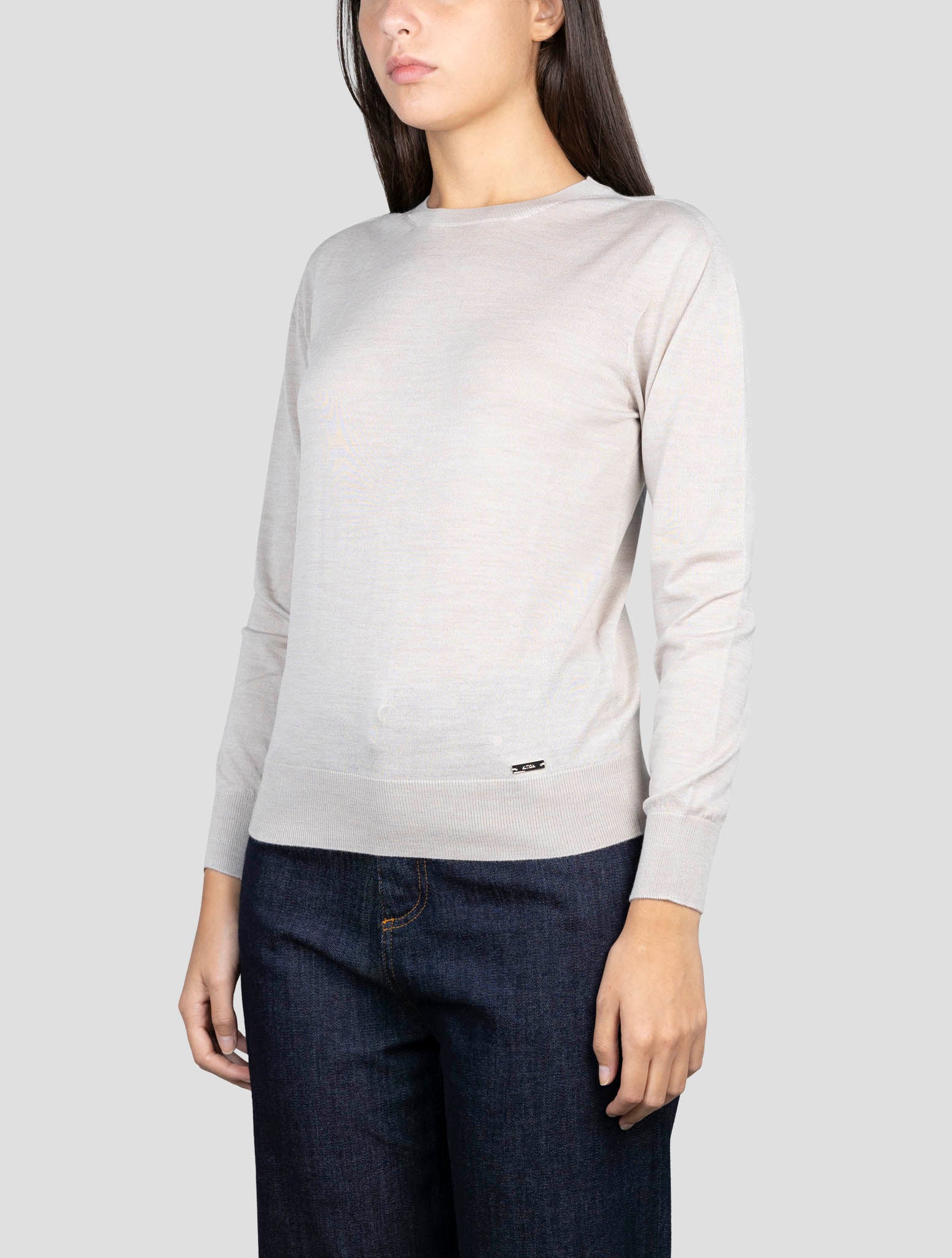Kiton Taupe Wool Sweater Crewneck