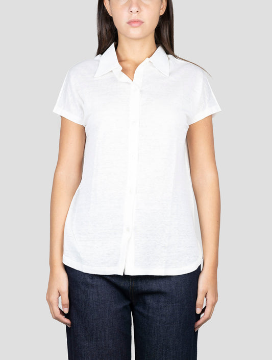 Kiton White Linen Short Sleeve Shirt