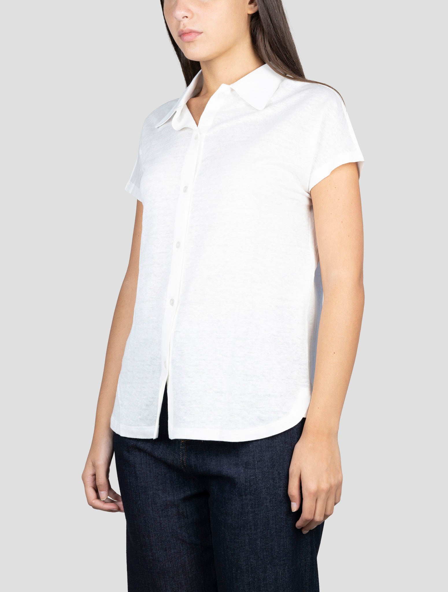 Kiton White Linen Short Sleeve Shirt