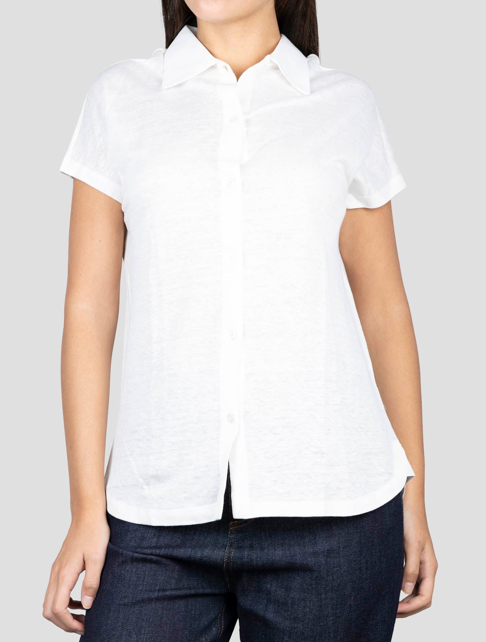 Kiton White Linen Short Sleeve Shirt