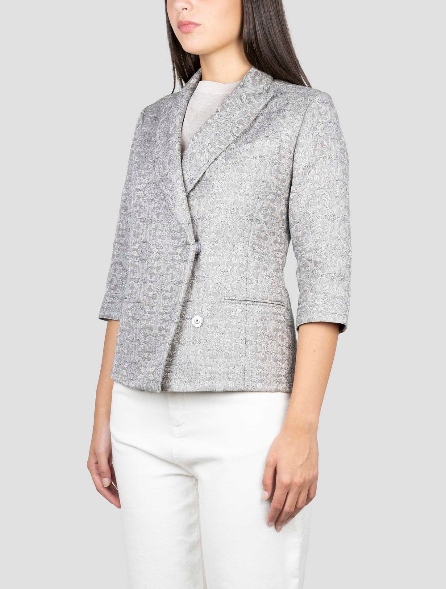 Kiton Gray Pl Cotton Blazer