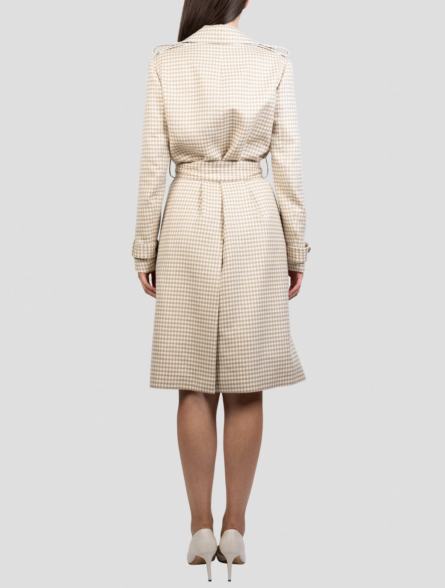 Kiton Beige White Cashmere Silk Overcoat