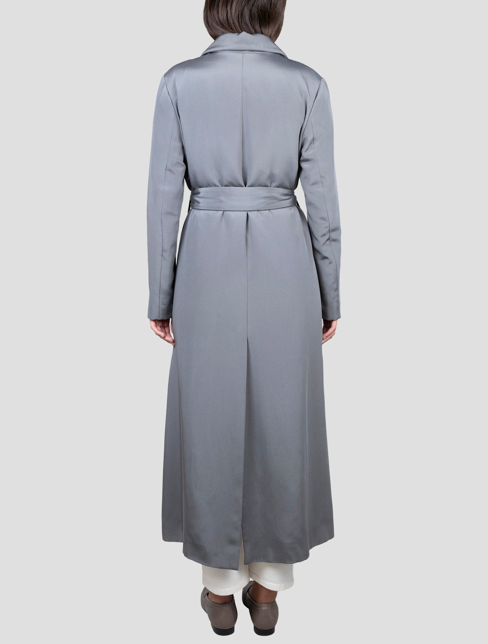 Kiton Gray Silk Overcoat