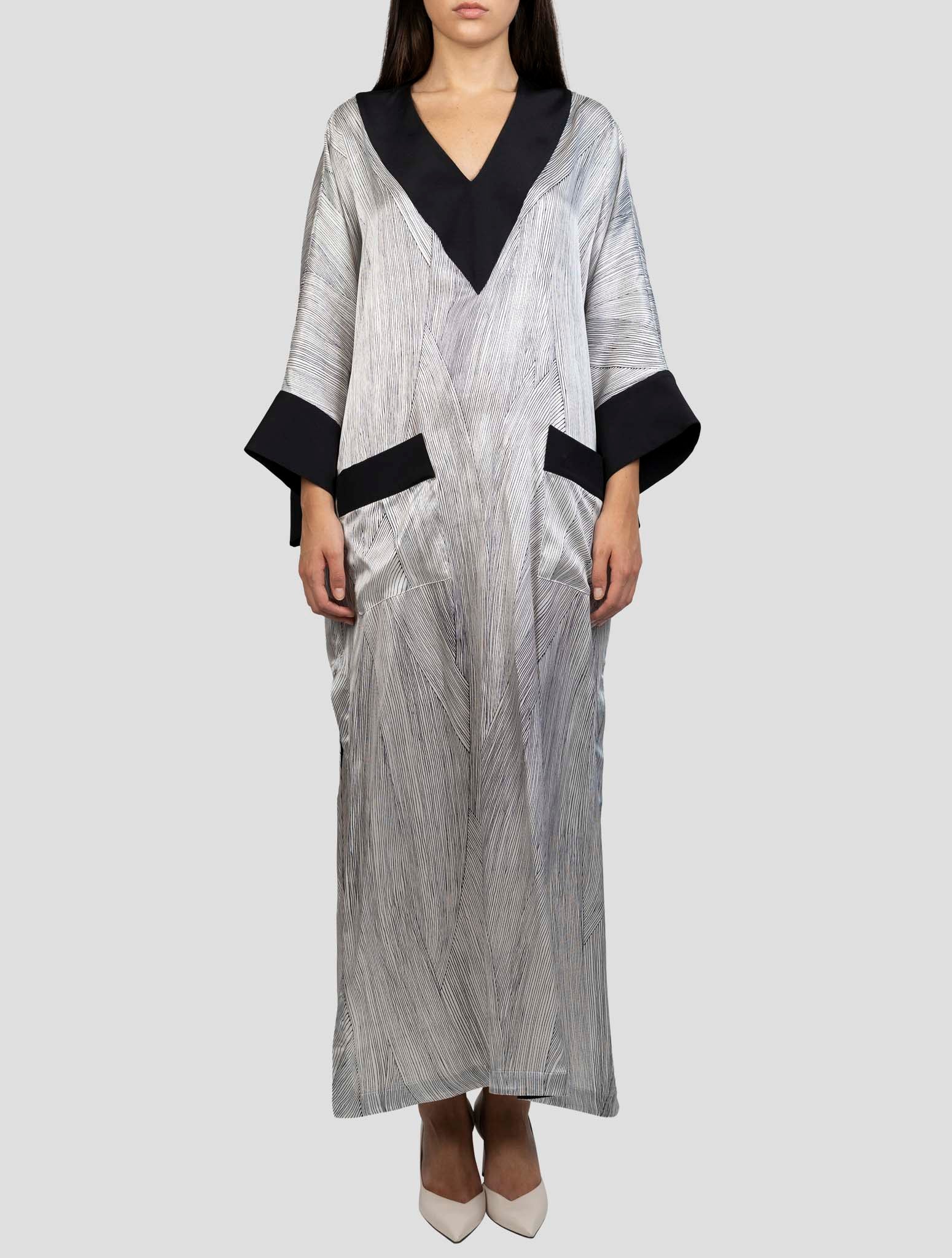 Kiton Black White Silk Dress