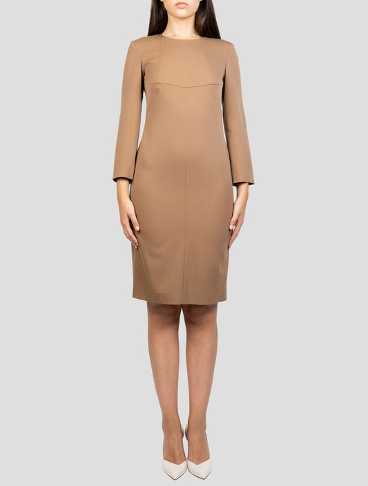 Kiton Brown Virgin Wool Ea Dress