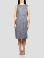 Kiton Blue Virgin Wool Silk Linen Dress