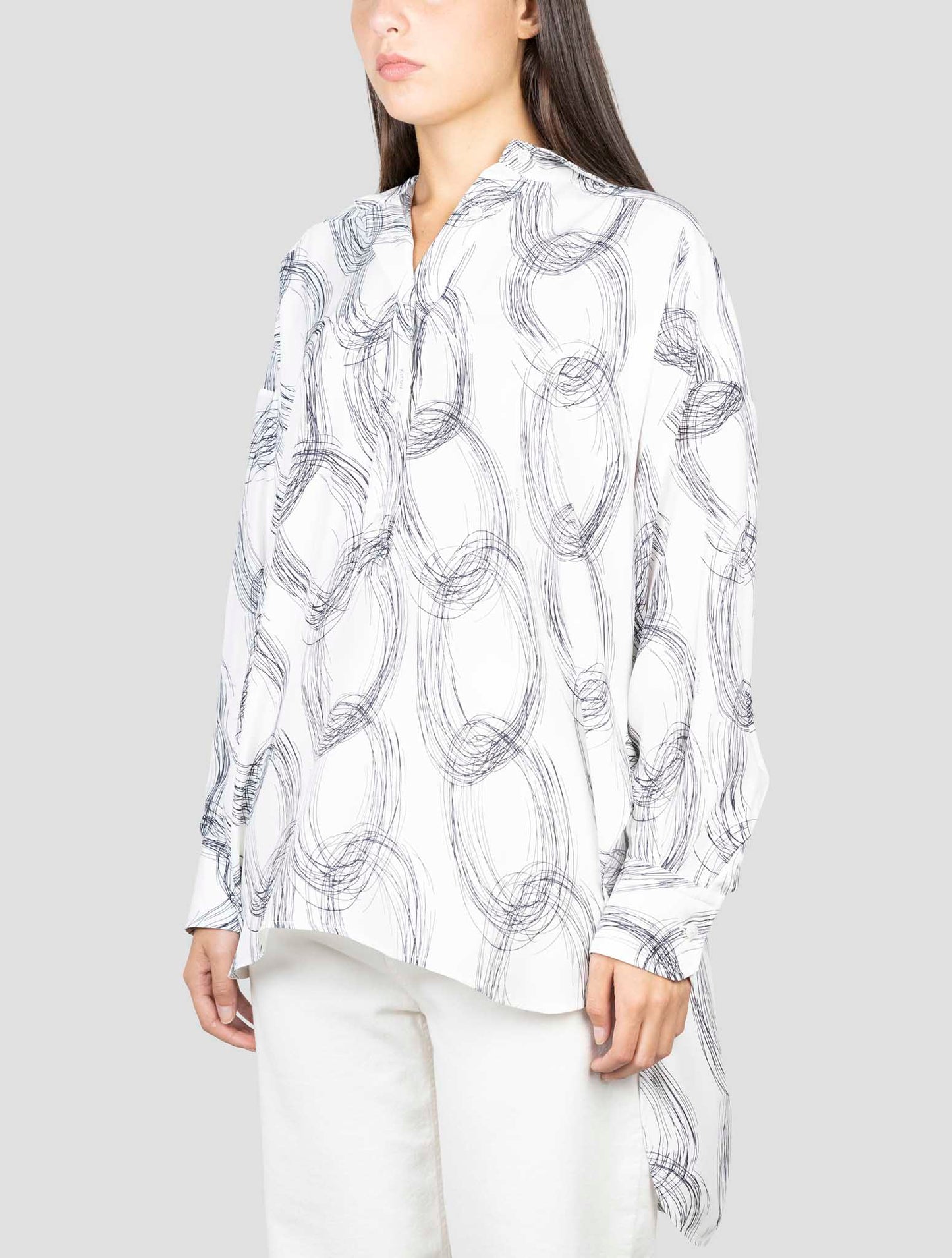 Kiton White Blue Silk Shirt