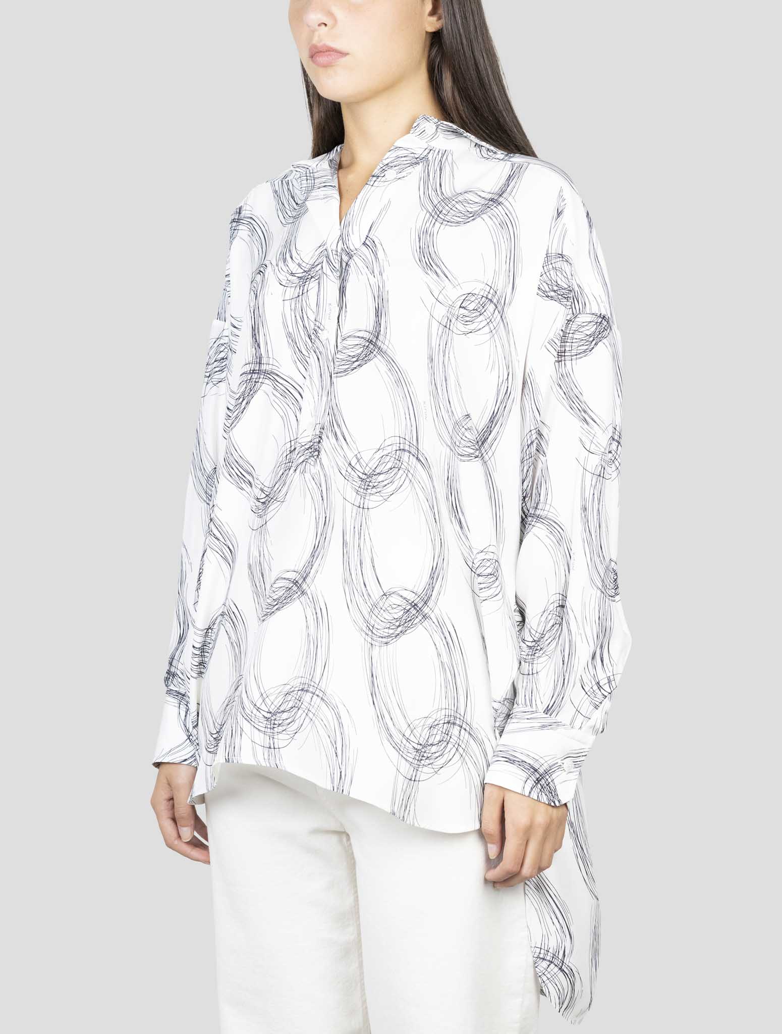 Kiton White Blue Silk Shirt