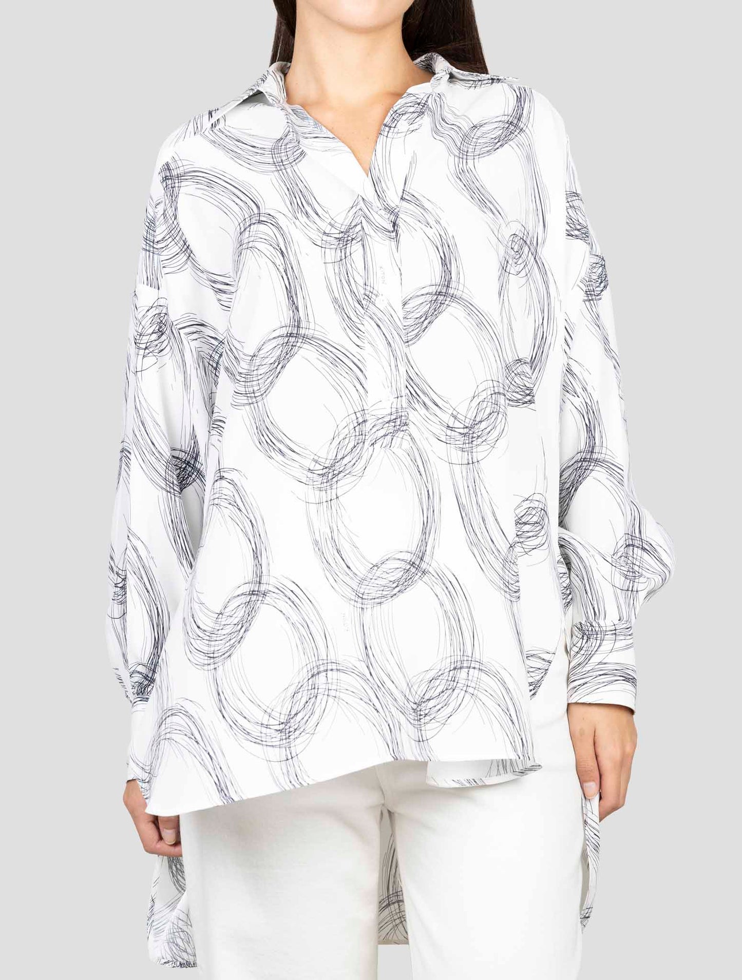 Kiton White Blue Silk Shirt