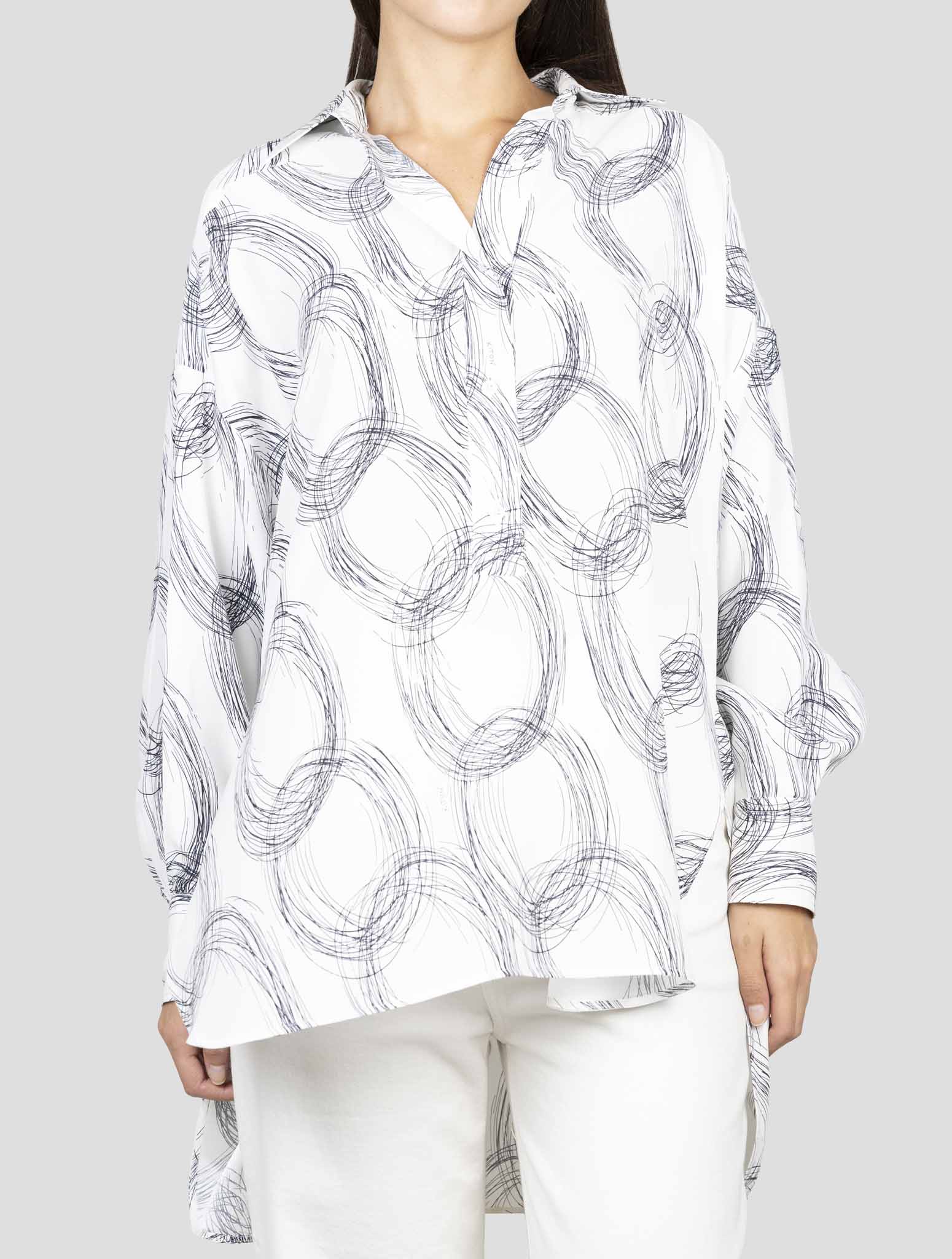 Kiton White Blue Silk Shirt