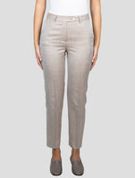 Kiton Beige Virgin Wool Silk Linen Pants