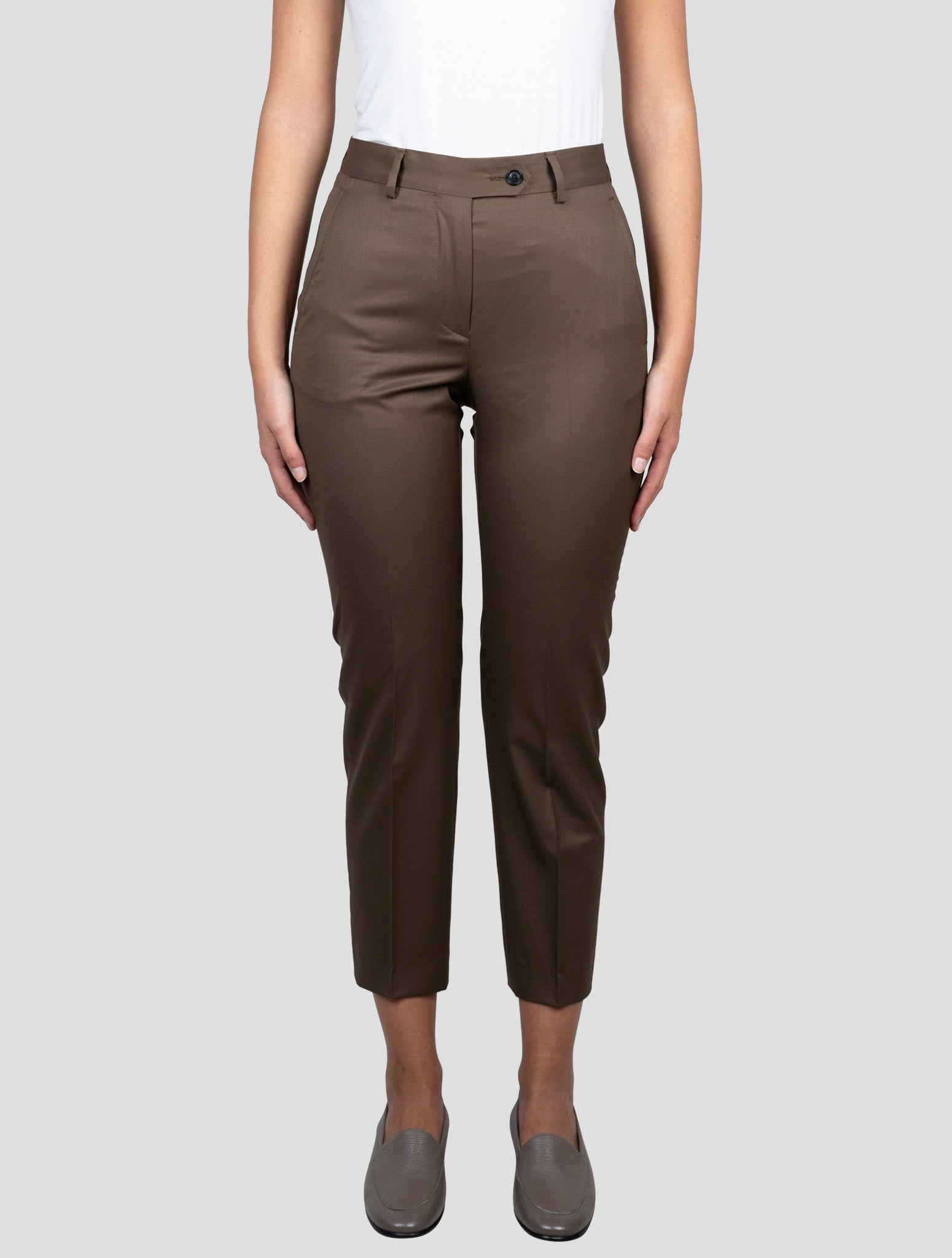 Kiton Green Wool Dress Pants