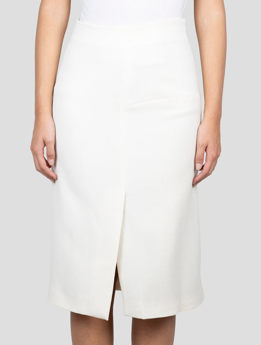 Kiton White Wool Skirt
