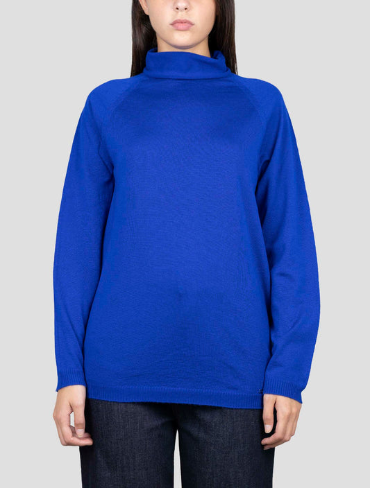 Kiton Blue Cashmere Silk Sweater Turtleneck