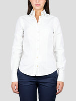 Kiton White Green Cotton Shirt