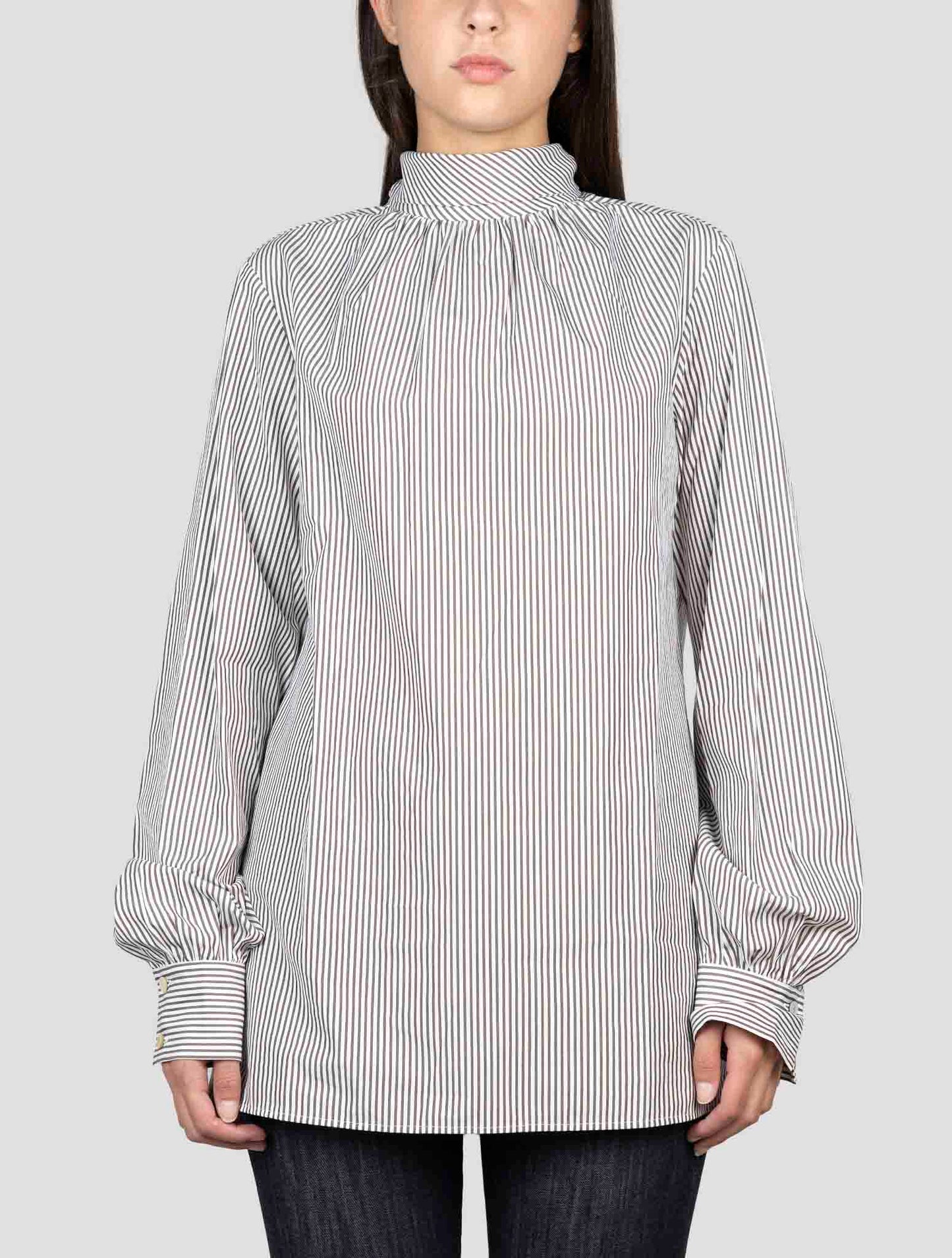 Kiton Gray White  Cotton Shirt