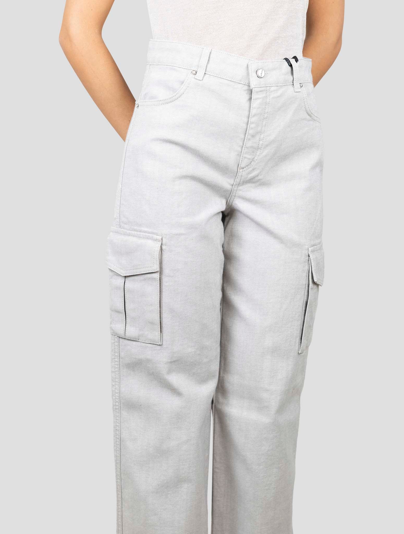 Kiton Light Gray Cotton Ea Cargo Jeans
