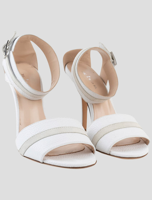 Kiton White Leather Slingback
