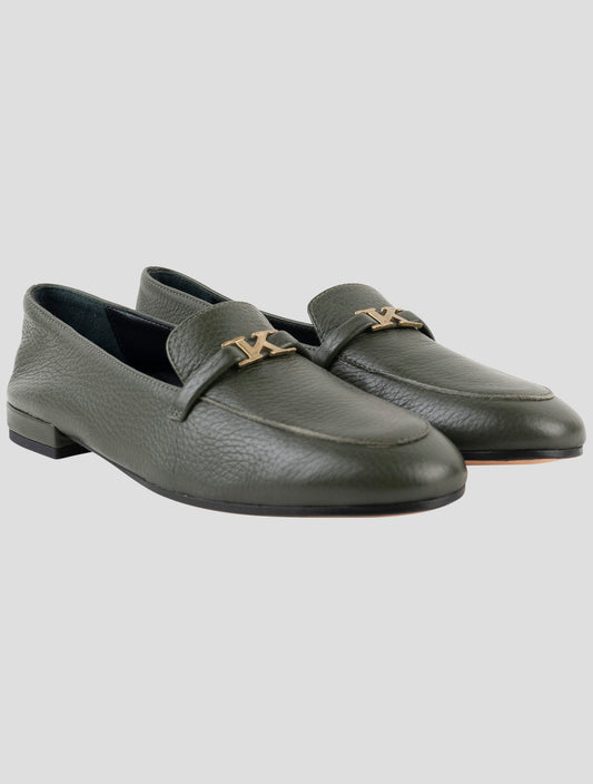 Kiton Green Leather Loafers