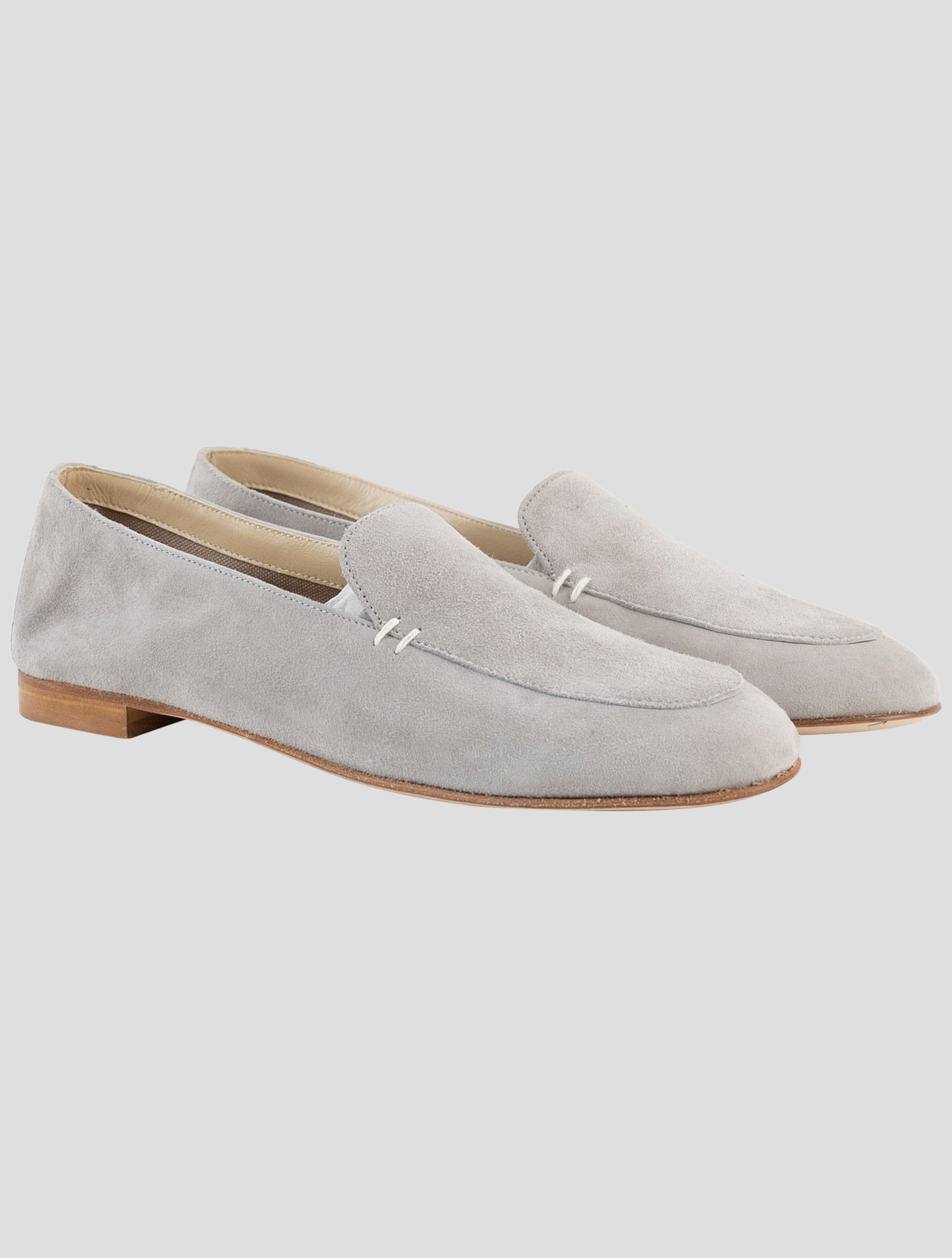 Kiton Gray Leather Suede Loafers