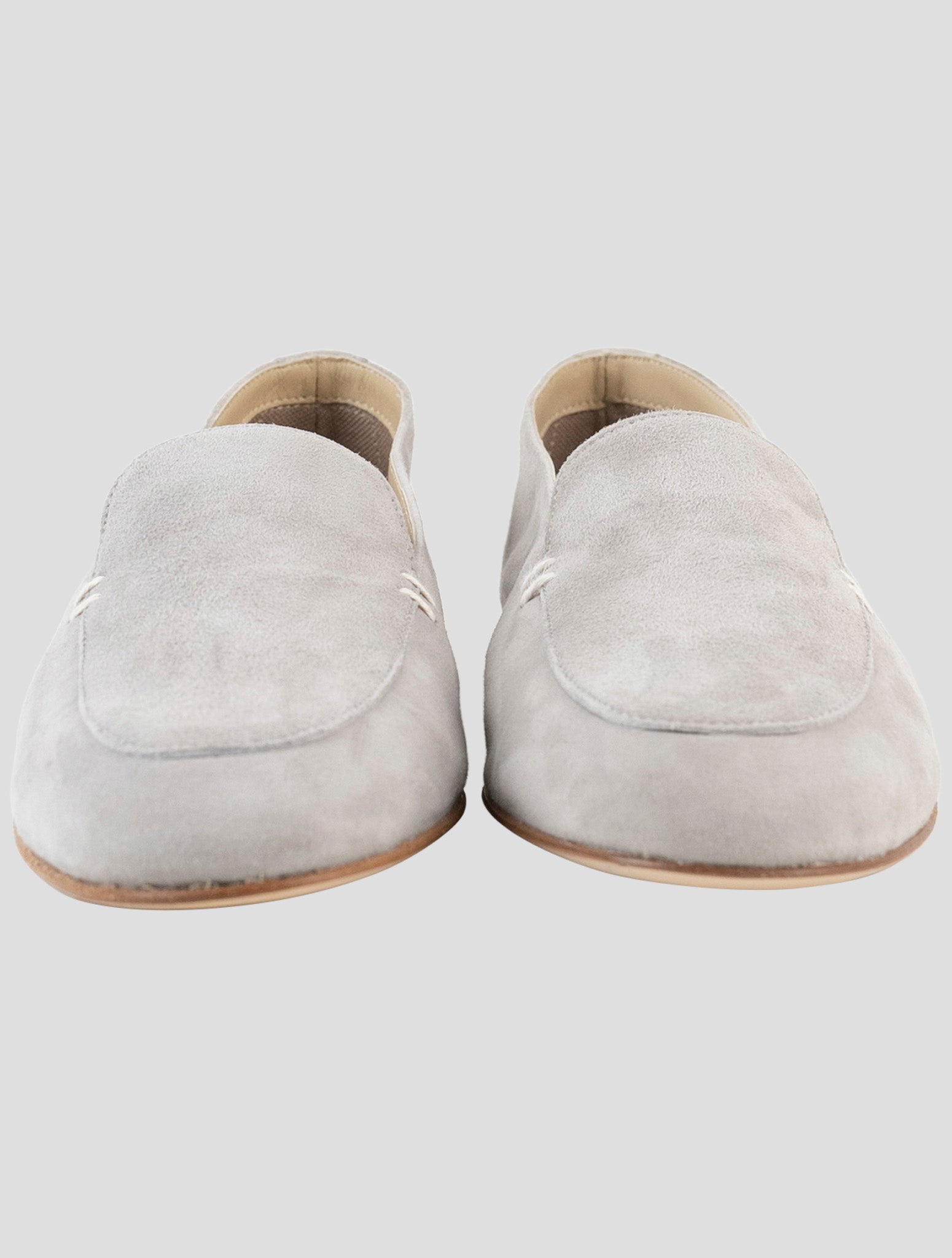 Kiton Gray Leather Suede Loafers