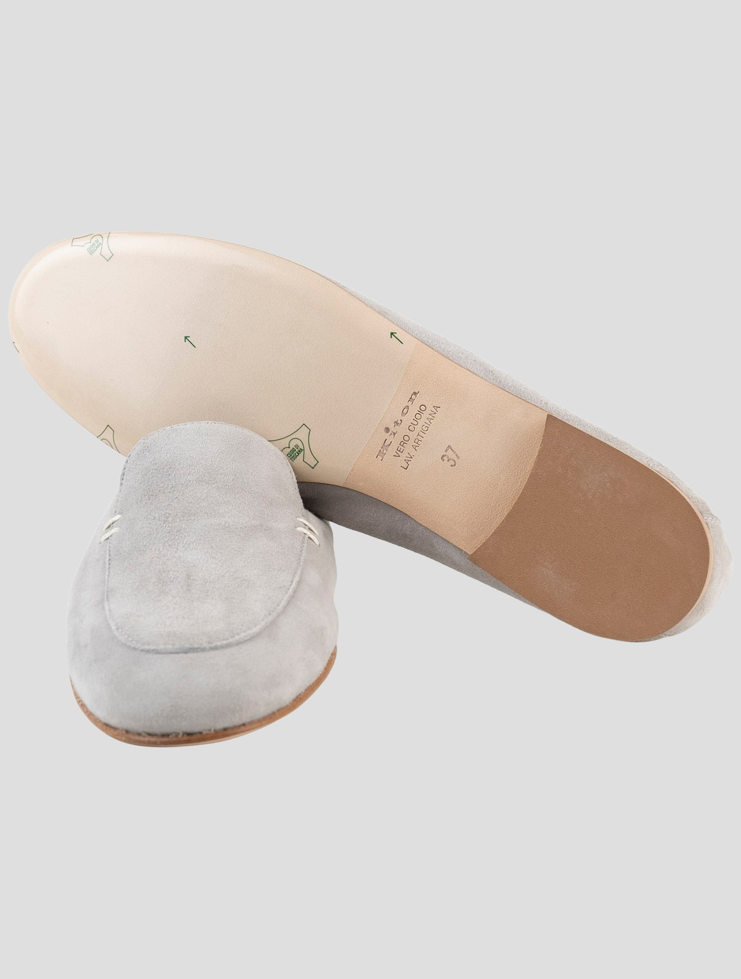 Kiton Gray Leather Suede Loafers