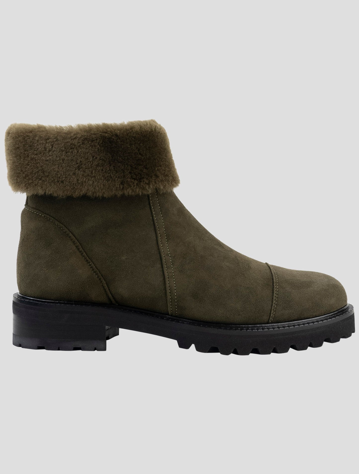 Kiton Green Leather Shearling Boots
