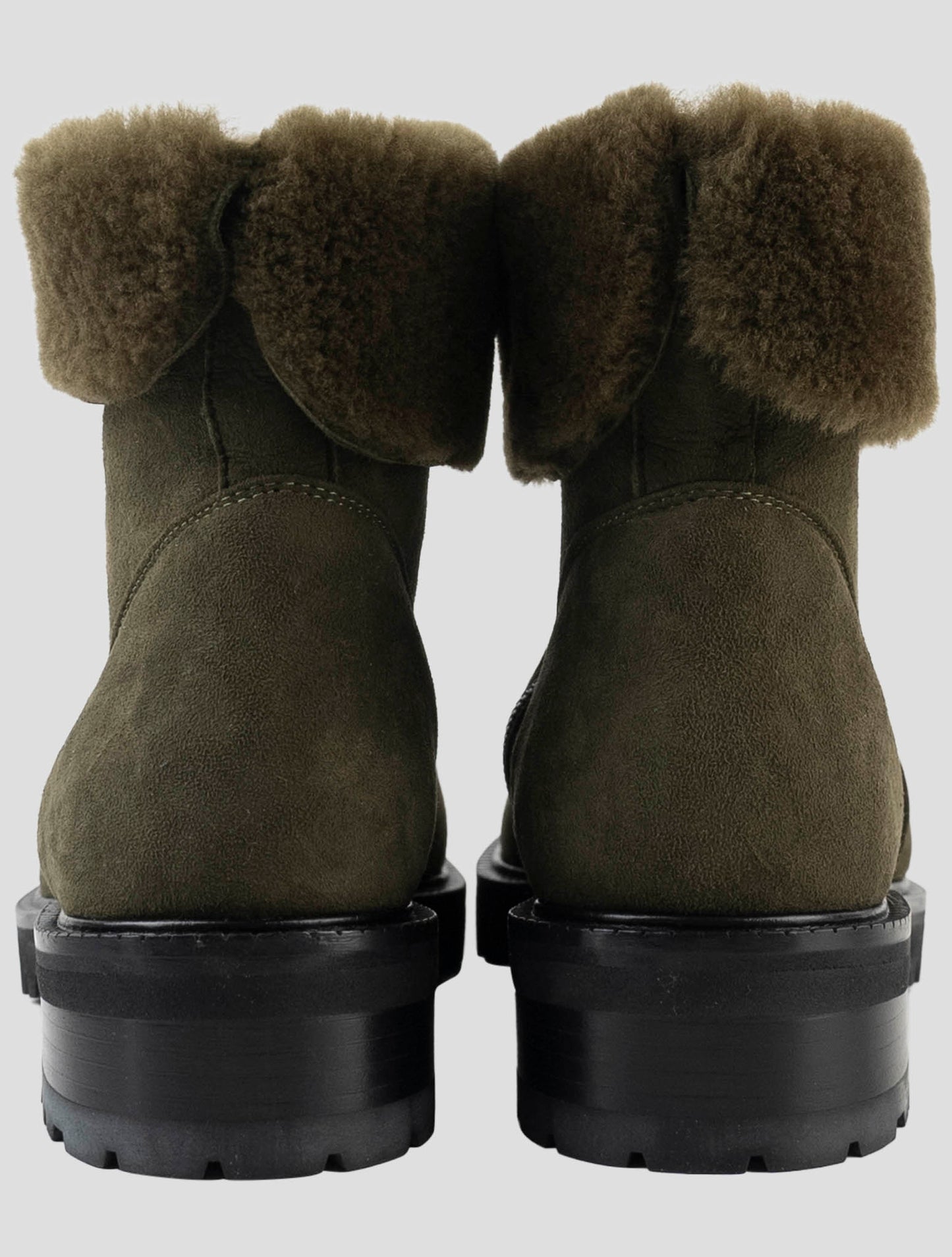 Kiton Green Leather Shearling Boots