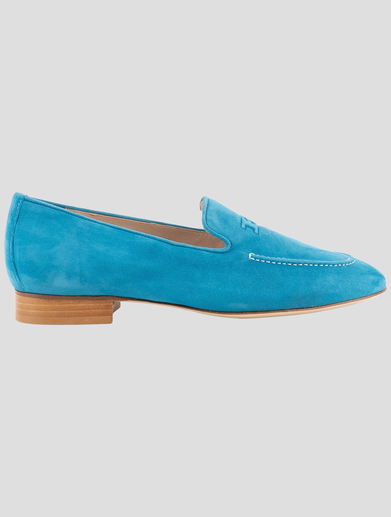 Kiton Light Blue Leather Suede Loafers