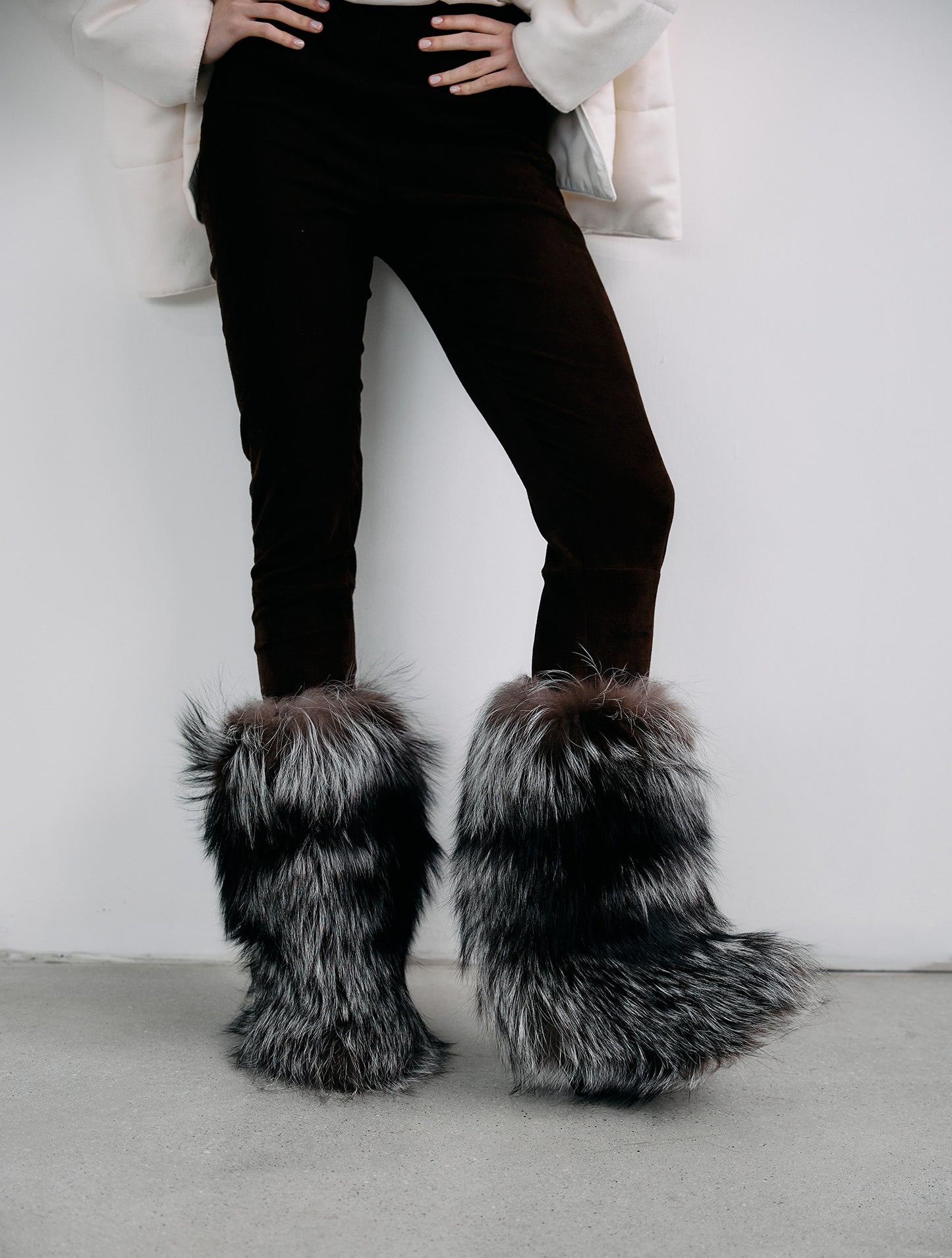 Kiton Brown White Fox Boots