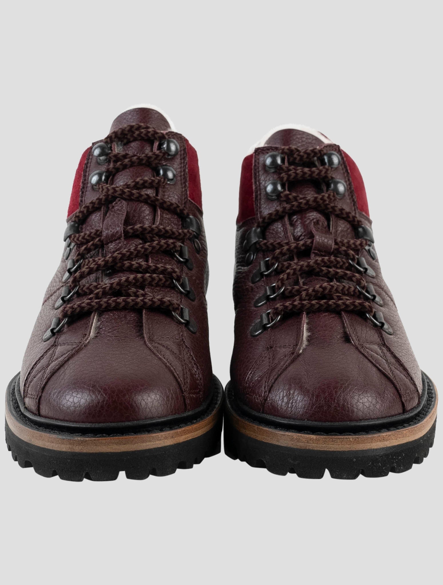 Kiton Burgundy Leather With Fur Boots